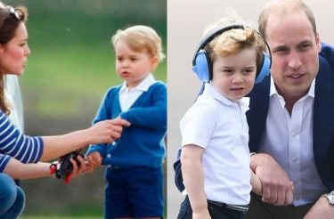 Por que o príncipe William se agacha sempre que fala com o filho?