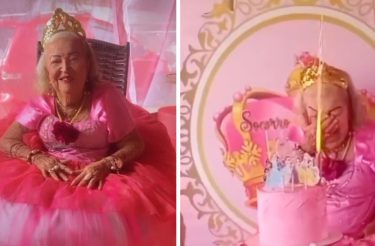 Senhora de 87 anos comemora aniversário pela primeira vez e realiza sonho de se vestir de princesa