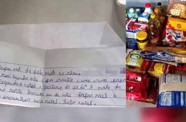 Menina pede comida ao Papai Noel e vizinhos realizam desejo