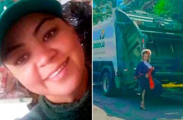 Ex-catadora se torna advogada e posa ao lado do caminhão onde trabalhou por anos