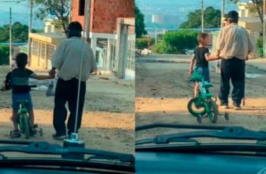 Menino de 4 anos ajuda idoso a voltar para casa e cena comove redes sociais